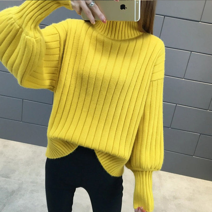 Damen Grobstrickpullover mit hochstehendem Kragen und strukturiertem Design Mirla-Eva Jonsson