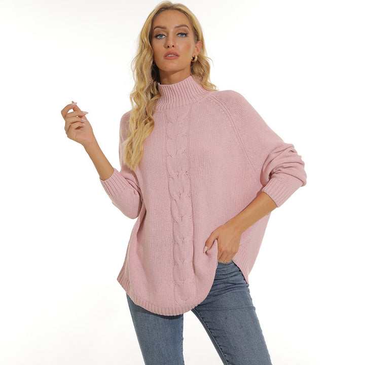 Damen Grobstrickpullover mit hohem Kragen und modernem Zopfmuster Mirla-Eva Jonsson
