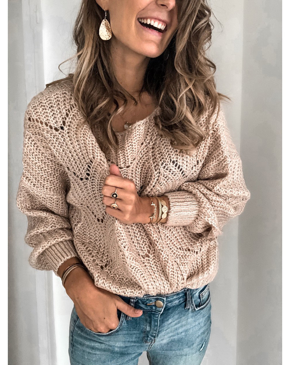 Damen Grobstrickpullover mit luftiger Maschenstruktur und modernem Zopfdesign Mirla-Eva Jonsson