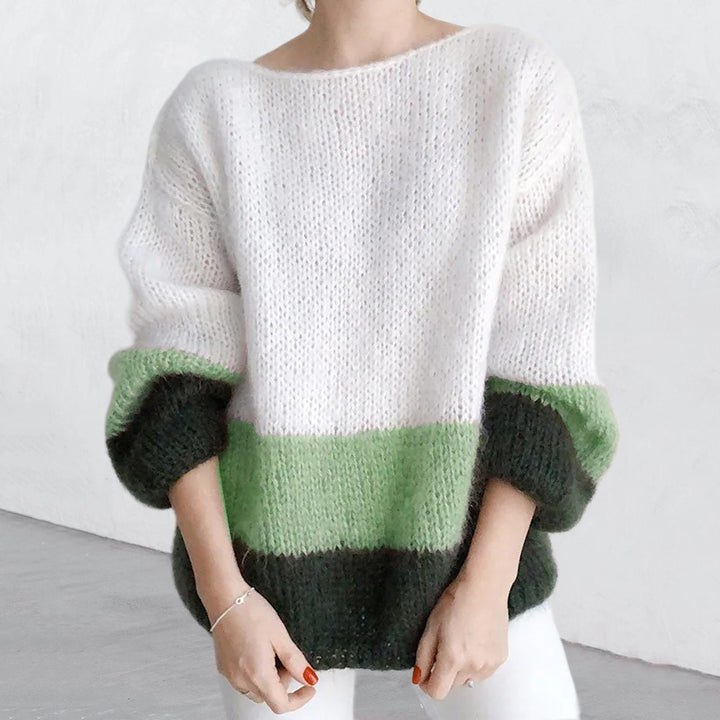 Damen Grobstrickpullover mit modernem Blockmuster und lässigem Schnitt Mirla-Eva Jonsson
