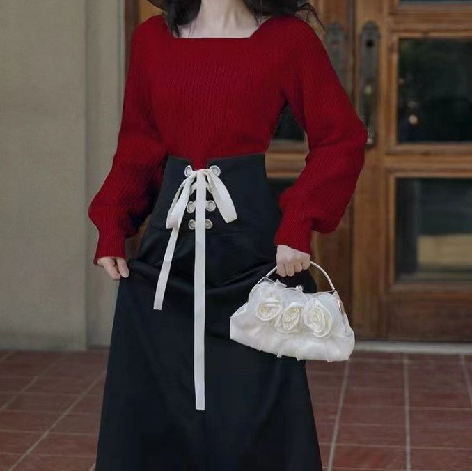 Damen Grobstrickpullover mit modernen Zopfdetails und quadratischem Ausschnitt Mirla-Eva Jonsson