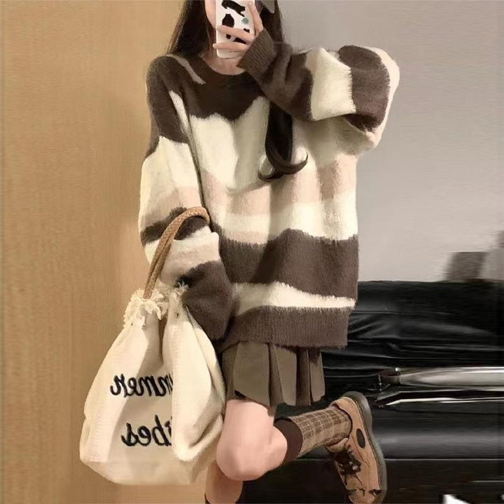 Damen Grobstrickpullover mit modischem Streifenmuster und lässigem Schnitt Mirla-Eva Jonsson