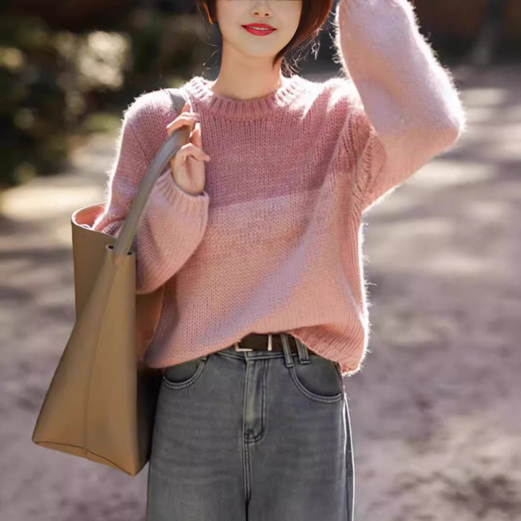 Damen Grobstrickpullover mit sanften Farbverlauf und hohem Kragen Mirla-Eva Jonsson