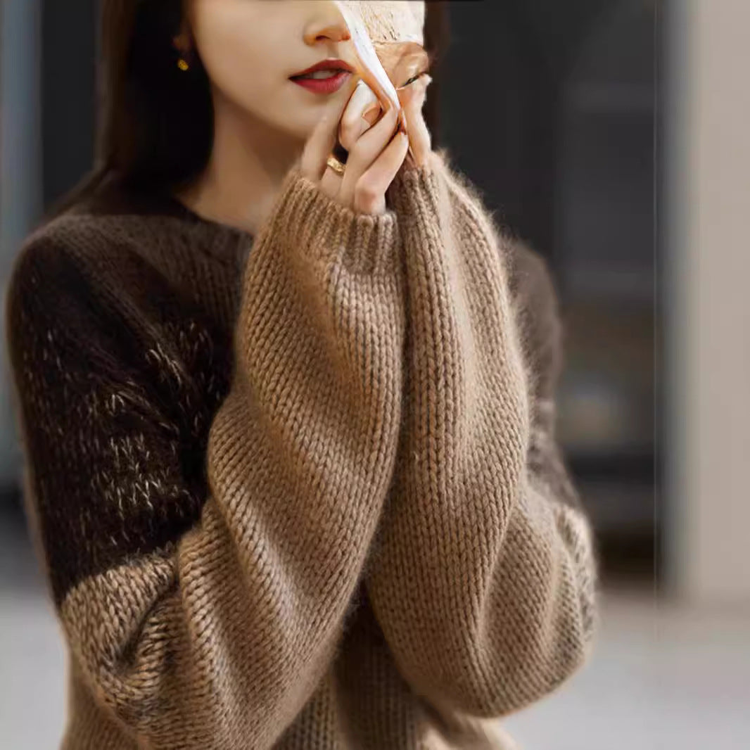 Damen Grobstrickpullover mit sanften Farbverlauf und hohem Kragen Mirla-Eva Jonsson