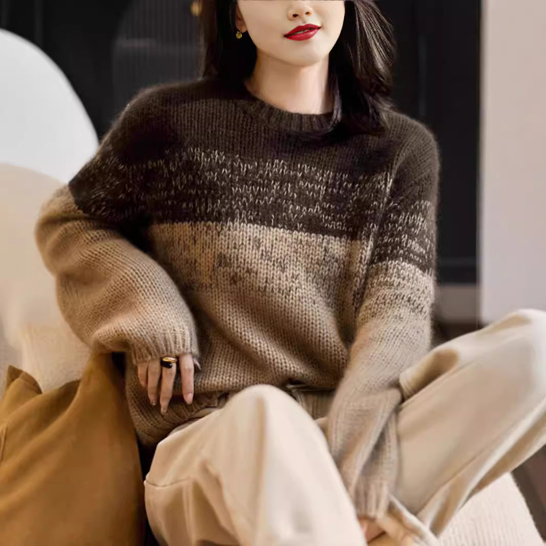Damen Grobstrickpullover mit sanften Farbverlauf und hohem Kragen Mirla-Eva Jonsson