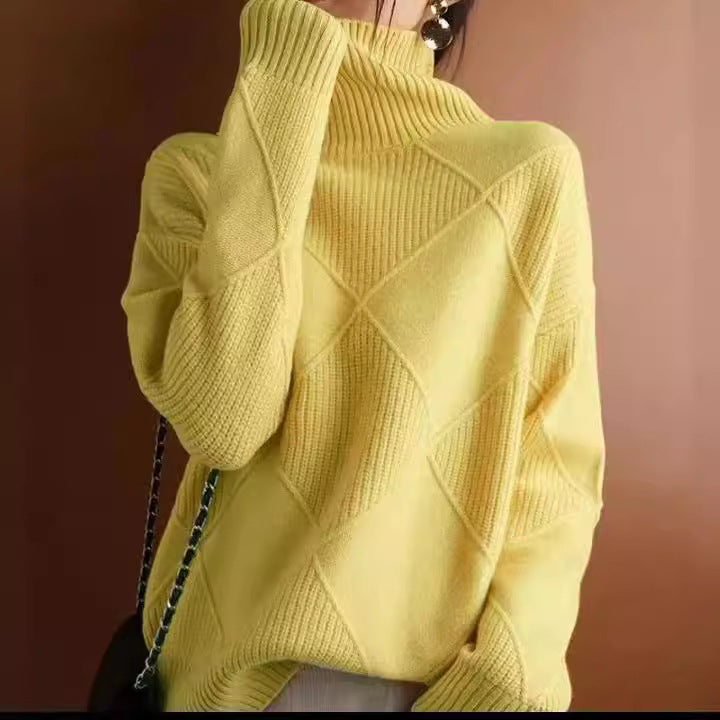 Damen Grobstrickpullover mit schickem Rollkragen und strukturiertem Muster Mirla-Eva Jonsson