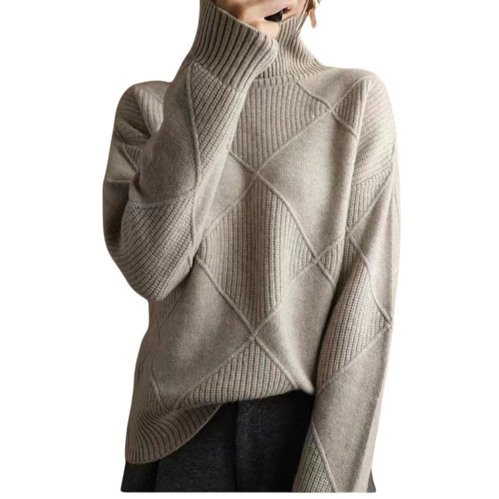 Damen Grobstrickpullover mit schickem Rollkragen und strukturiertem Muster Mirla-Eva Jonsson