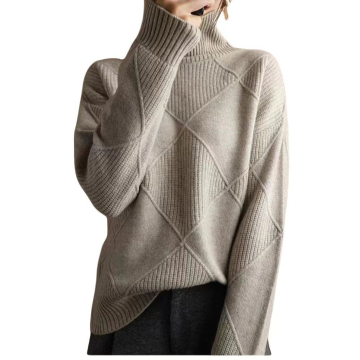 Damen Grobstrickpullover mit schickem Rollkragen und strukturiertem Muster Mirla-Eva Jonsson