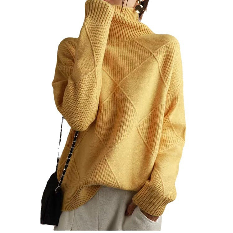 Damen Grobstrickpullover mit schickem Rollkragen und strukturiertem Muster Mirla-Eva Jonsson