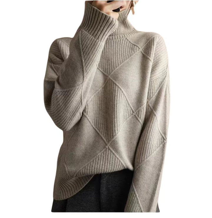 Damen Grobstrickpullover mit schickem Rollkragen und strukturiertem Muster Mirla-Eva Jonsson