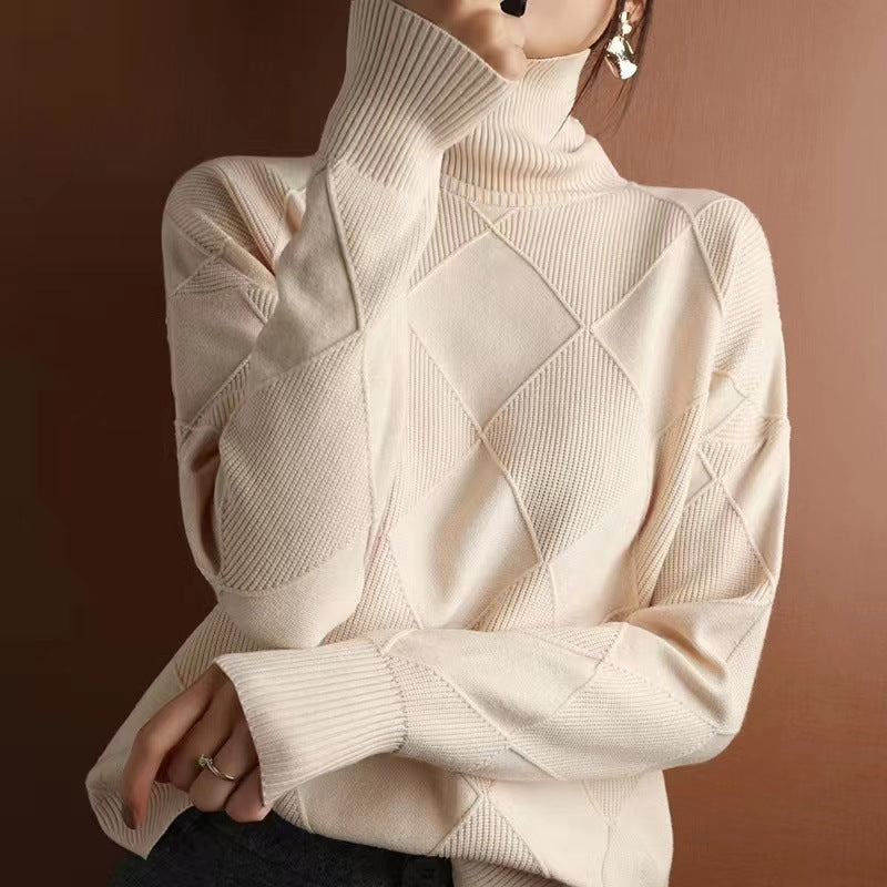 Damen Grobstrickpullover mit schickem Rollkragen und strukturiertem Muster Mirla-Eva Jonsson