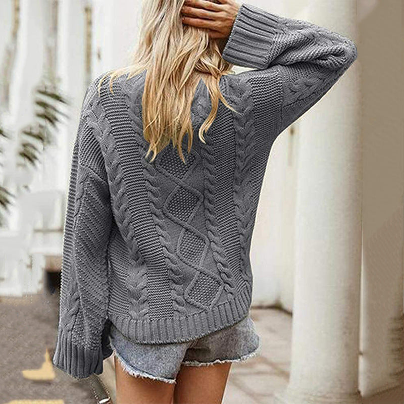 Damen Grobstrickpullover mit strukturierter Maschenoptik und hohem Kragen Mirla-Eva Jonsson