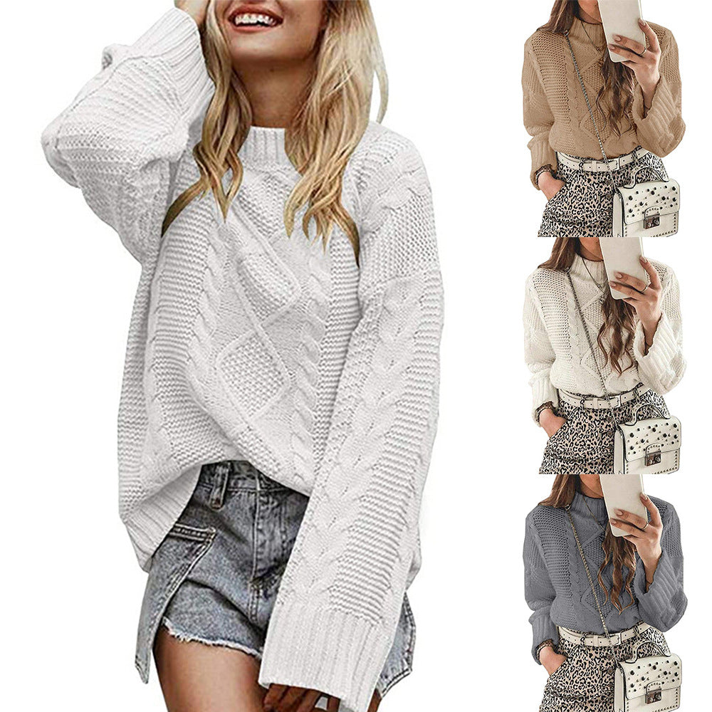 Damen Grobstrickpullover mit strukturierter Maschenoptik und hohem Kragen Mirla-Eva Jonsson