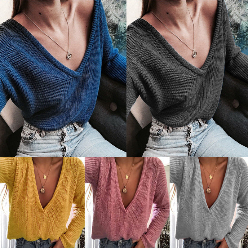Damen Grobstrickpullover mit tiefem V-Ausschnitt und lässiger Passform Mirla-Eva Jonsson