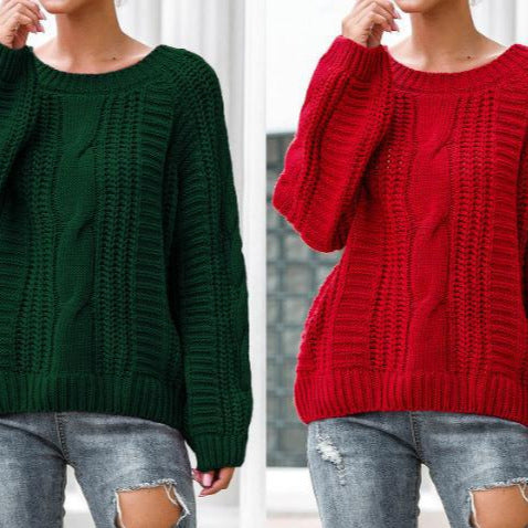 Damen Grobstrickpullover mit voluminösen Ärmeln und Zopfmuster Mirla-Eva Jonsson