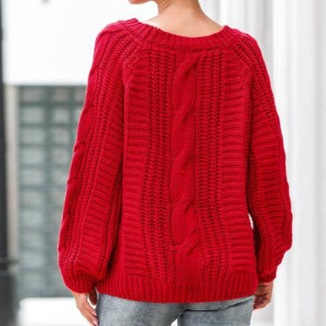 Damen Grobstrickpullover mit voluminösen Ärmeln und Zopfmuster Mirla-Eva Jonsson