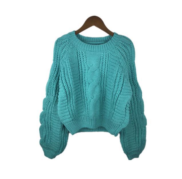 Damen Grobstrickpullover mit voluminösen Ärmeln und Zopfmuster Mirla-Eva Jonsson