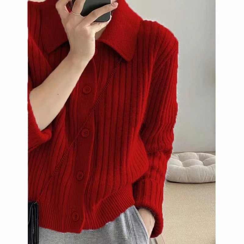 Damen Grov stickad cardigan med trendig knapplist och vid passform Eva Jonsson-Eva Jonsson