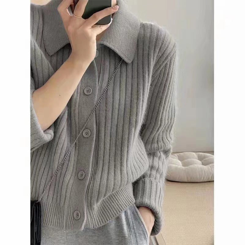 Damen Grov stickad cardigan med trendig knapplist och vid passform Eva Jonsson-Eva Jonsson