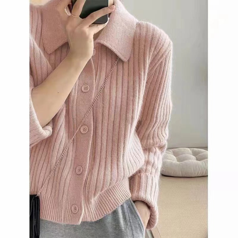 Damen Grov stickad cardigan med trendig knapplist och vid passform Eva Jonsson-Eva Jonsson