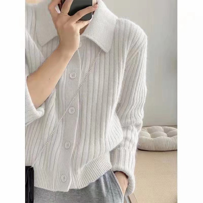 Damen Grov stickad cardigan med trendig knapplist och vid passform Eva Jonsson-Eva Jonsson