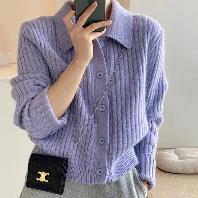 Damen Grov stickad cardigan med trendig knapplist och vid passform Eva Jonsson-Eva Jonsson
