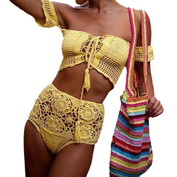 Damen Häkel-Bikini-Set mit dekorativen Fransen und trendigem Oberteil Mirla-Eva Jonsson