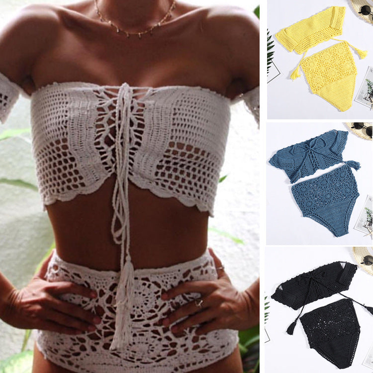 Damen Häkel-Bikini-Set mit dekorativen Fransen und trendigem Oberteil Mirla-Eva Jonsson