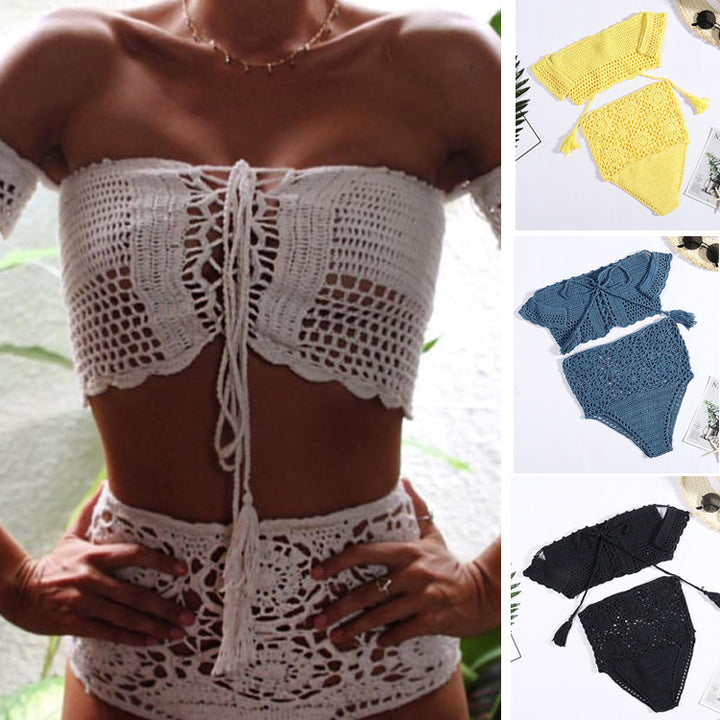 Damen Häkel-Bikini-Set mit dekorativen Fransen und trendigem Oberteil Mirla-Eva Jonsson