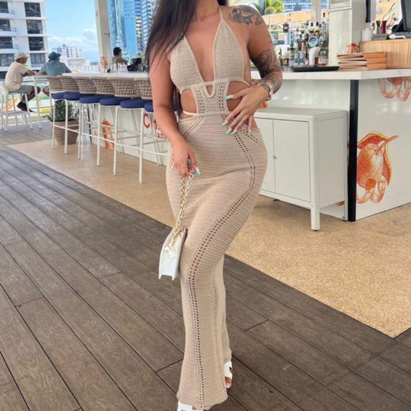 Damen Häkel-Maxikleid med cut-outs och halterneck Mirla-Eva Jonsson