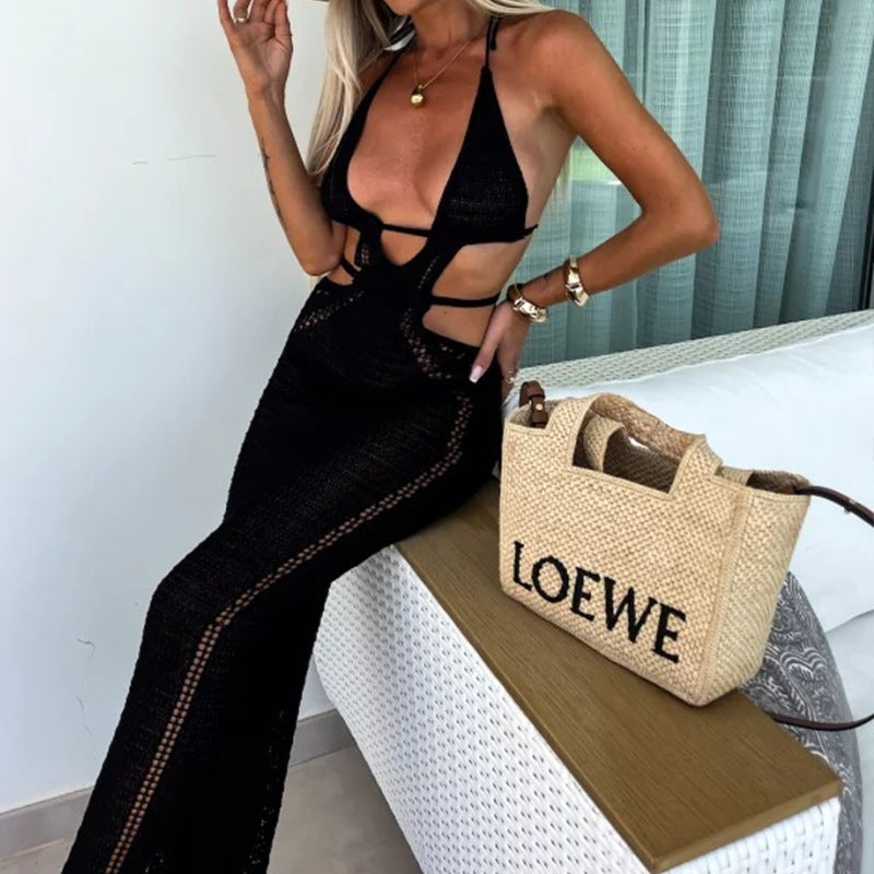 Damen Häkel-Maxikleid med cut-outs och halterneck Mirla-Eva Jonsson