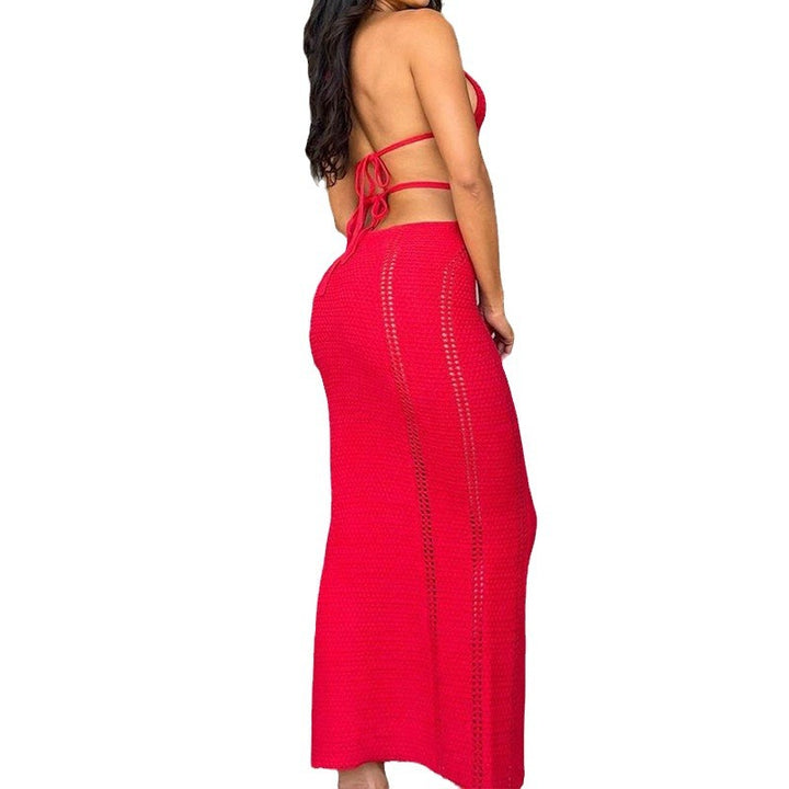Damen Häkel-Maxikleid med cut-outs och halterneck Mirla-Eva Jonsson