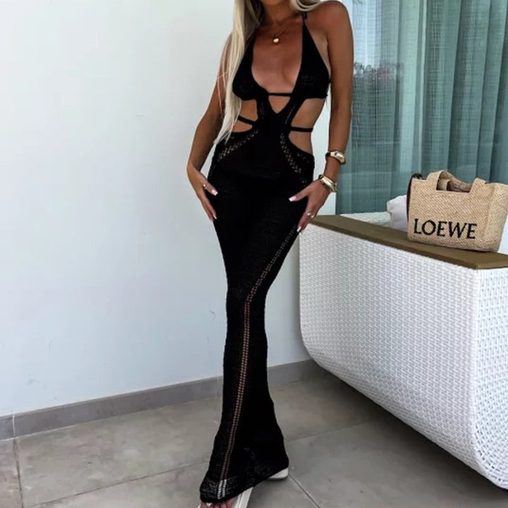 Damen Häkel-Maxikleid med cut-outs och halterneck Mirla-Eva Jonsson