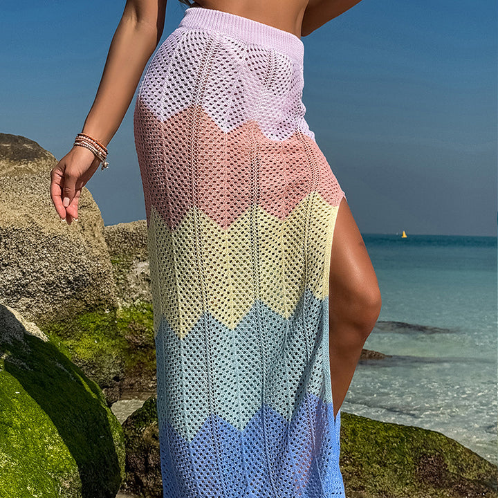 Damen Häkel-Sarong mit Wellenmuster und hohem Schlitz Mirla-Eva Jonsson