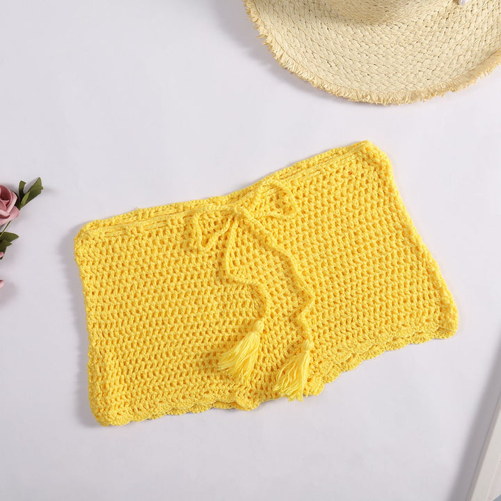 Damen Häkelshorts mit dekorativen kvastar und justerbar midja Mirla-Eva Jonsson