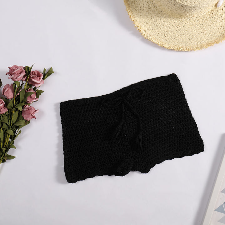 Damen Häkelshorts mit dekorativen kvastar und justerbar midja Mirla-Eva Jonsson