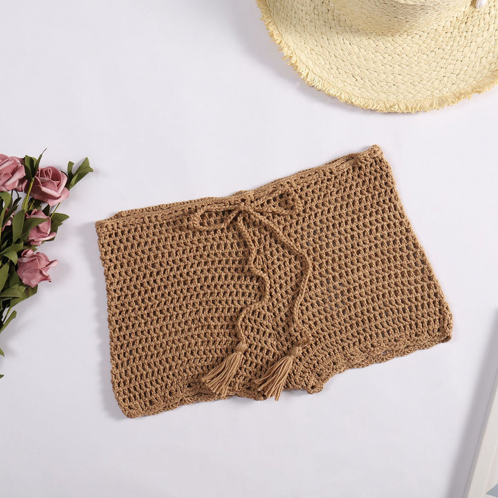 Damen Häkelshorts mit dekorativen kvastar und justerbar midja Mirla-Eva Jonsson