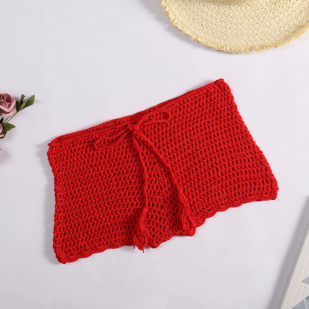 Damen Häkelshorts mit dekorativen kvastar und justerbar midja Mirla-Eva Jonsson