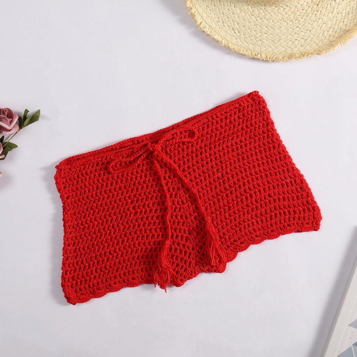 Damen Häkelshorts mit dekorativen kvastar und justerbar midja Mirla-Eva Jonsson