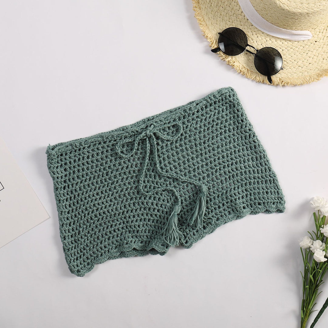 Damen Häkelshorts mit dekorativen kvastar und justerbar midja Mirla-Eva Jonsson