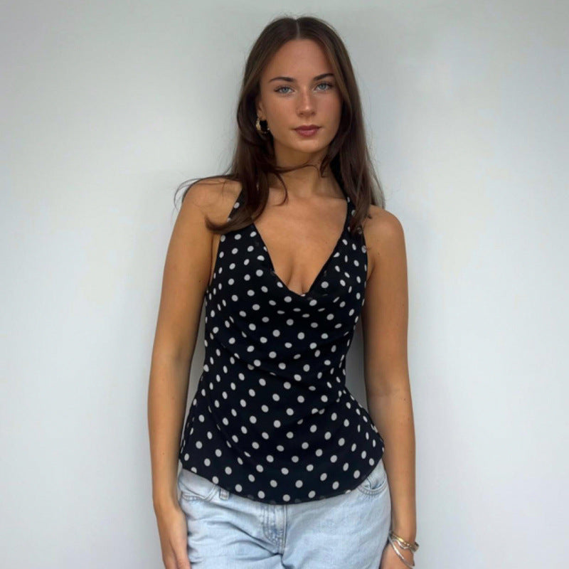 Damen Haltertop med polka-dots design och figurnära passform Mirla-Eva Jonsson