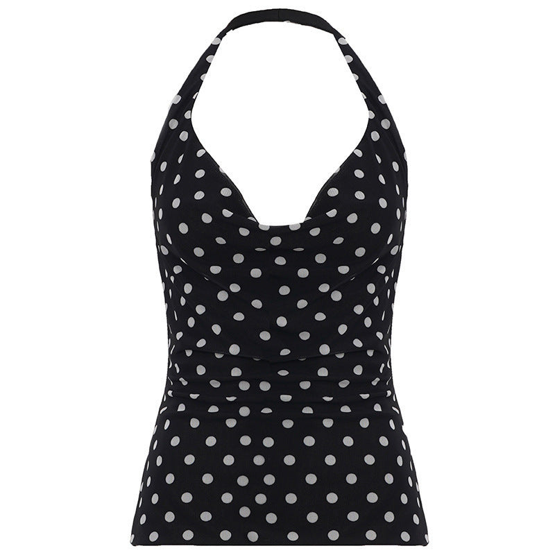 Damen Haltertop med polka-dots design och figurnära passform Mirla-Eva Jonsson