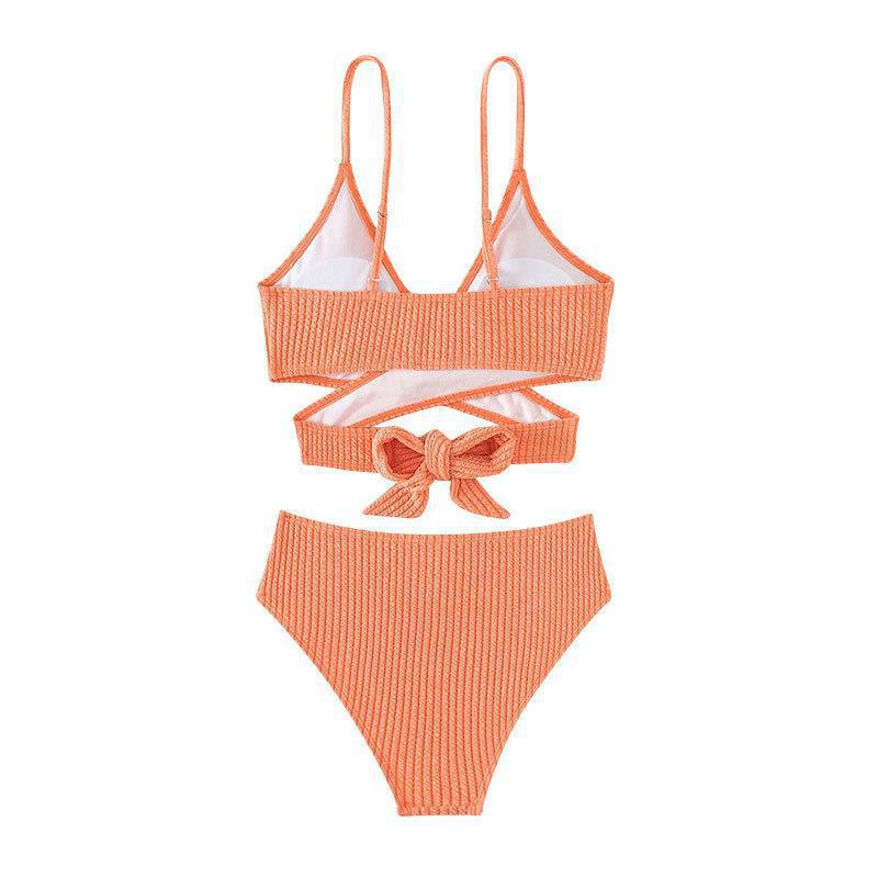 Damen Höga bikini med korsat överdel och elegant ribbad struktur Mirla-Eva Jonsson