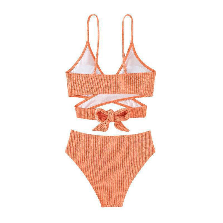 Damen Höga bikini med korsat överdel och elegant ribbad struktur Mirla-Eva Jonsson