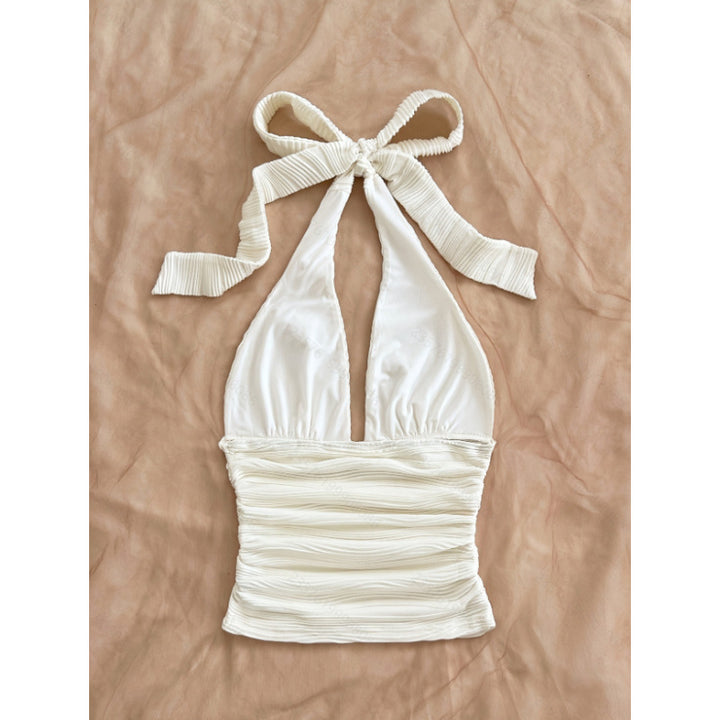 Damen Högflexibelt Crop-Top med sömlös design och volanger Mirla-Eva Jonsson