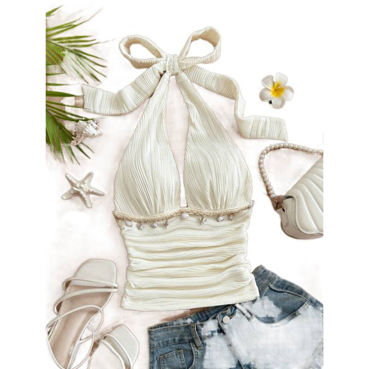 Damen Högflexibelt Crop-Top med sömlös design och volanger Mirla-Eva Jonsson