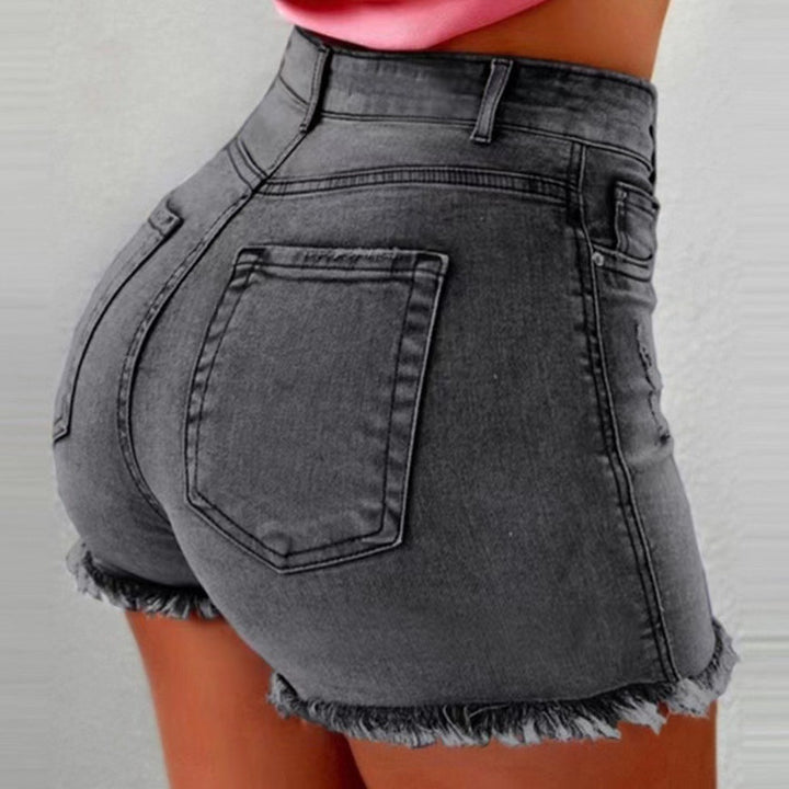 Damen Högmidjade Jeansshorts med fransig fåll Mirla-Eva Jonsson