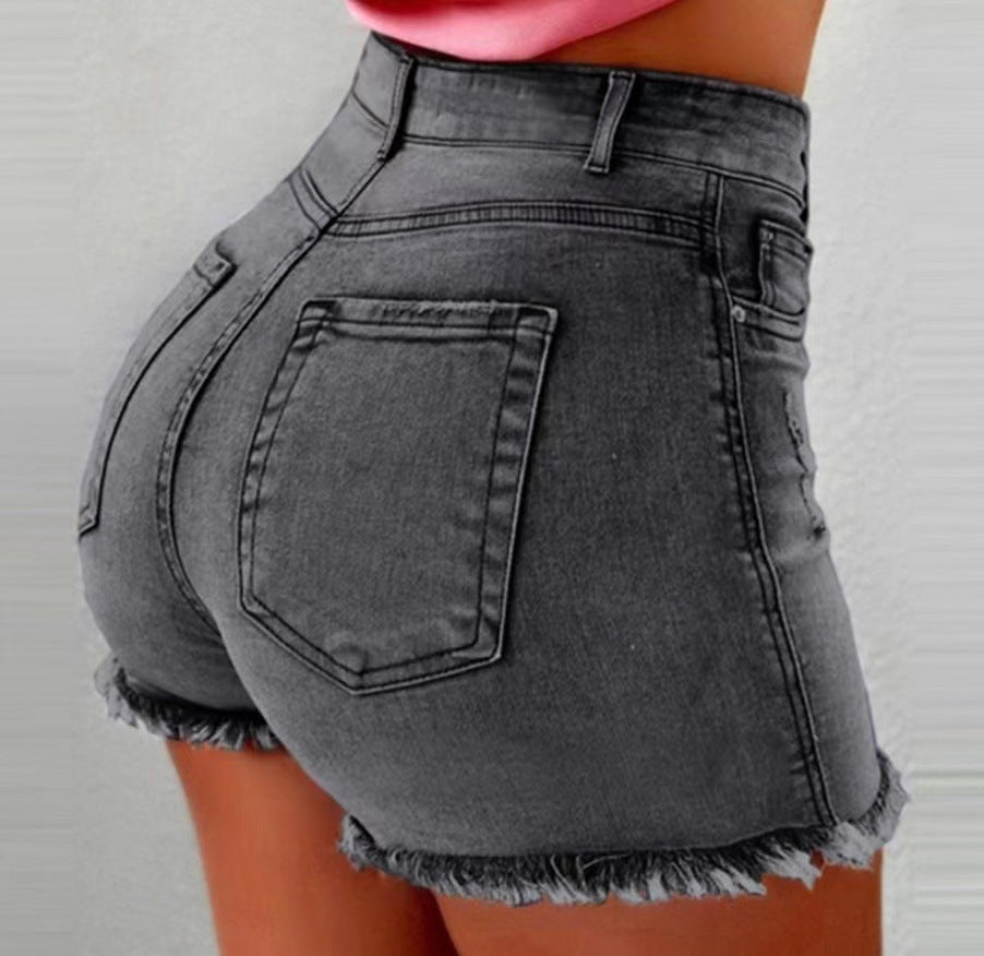 Damen Högmidjade Jeansshorts med fransig fåll Mirla-Eva Jonsson