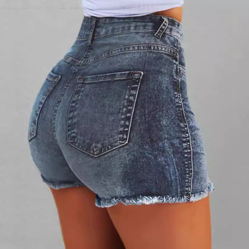 Damen Högmidjade Jeansshorts med fransig fåll Mirla-Eva Jonsson
