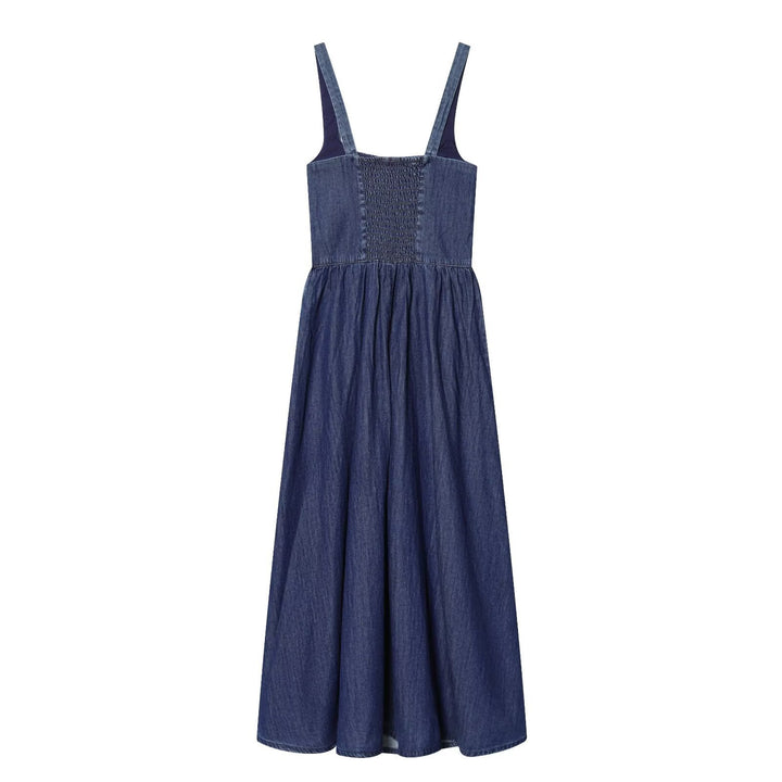 Damen Jeans Maxikleid mit romantischem Schnitt und Rüschendetails Mirla-Eva Jonsson